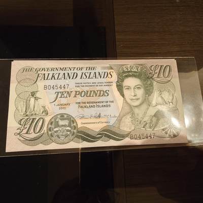 【新年十拍】世界钱币～微拍第231期暨2026年第10期  最新版日元目录以及其它外钞（周末起更新） - 2011年福克兰群岛10元 全新绝品尾号447