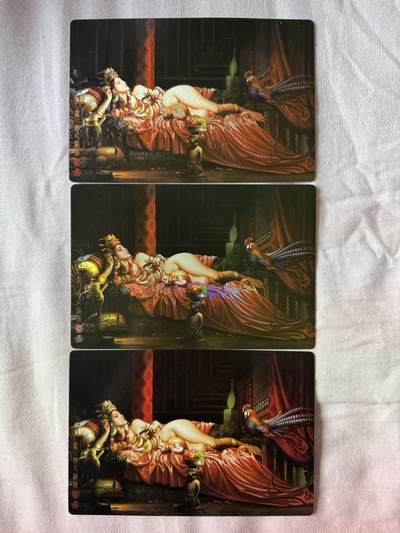 月落卡牌大清仓第5期 - 张墨一封神开笔纪念特卡   妲己粗彩普三工艺明信片尺寸大卡一套