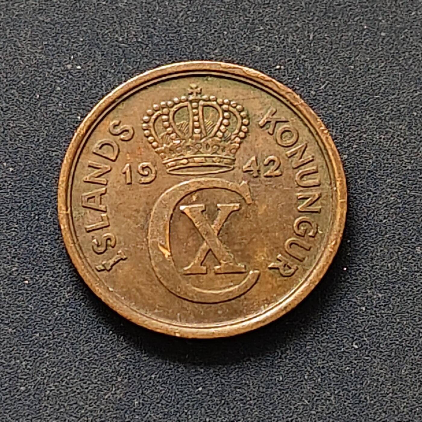 【全场包邮】纯粹捡漏拍498场-持续更新中 丹属冰岛1942年2奥拉铜币 AU品相