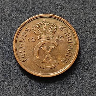 【全场包邮】纯粹捡漏拍498场-持续更新中 - 丹属冰岛1942年2奥拉铜币 AU品相