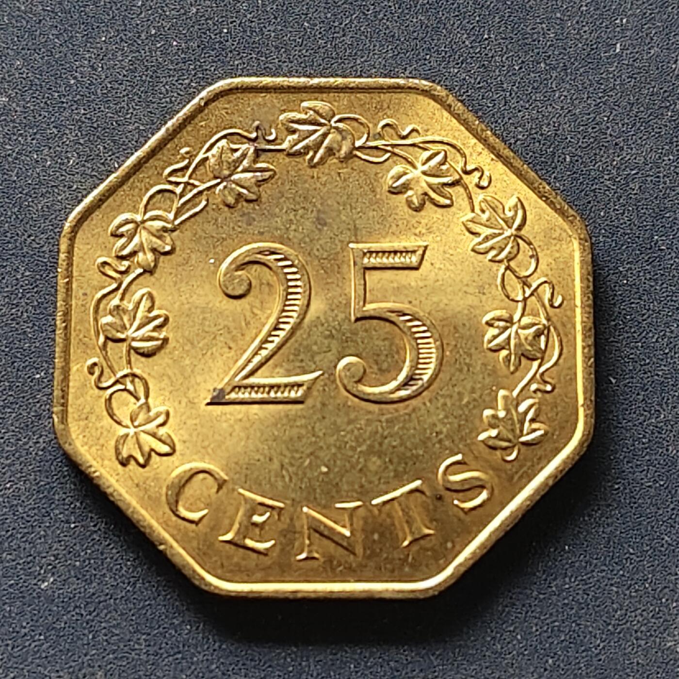 【全场包邮】纯粹捡漏拍498场-持续更新中 马耳他1975年独年版25分八角币 BU品相