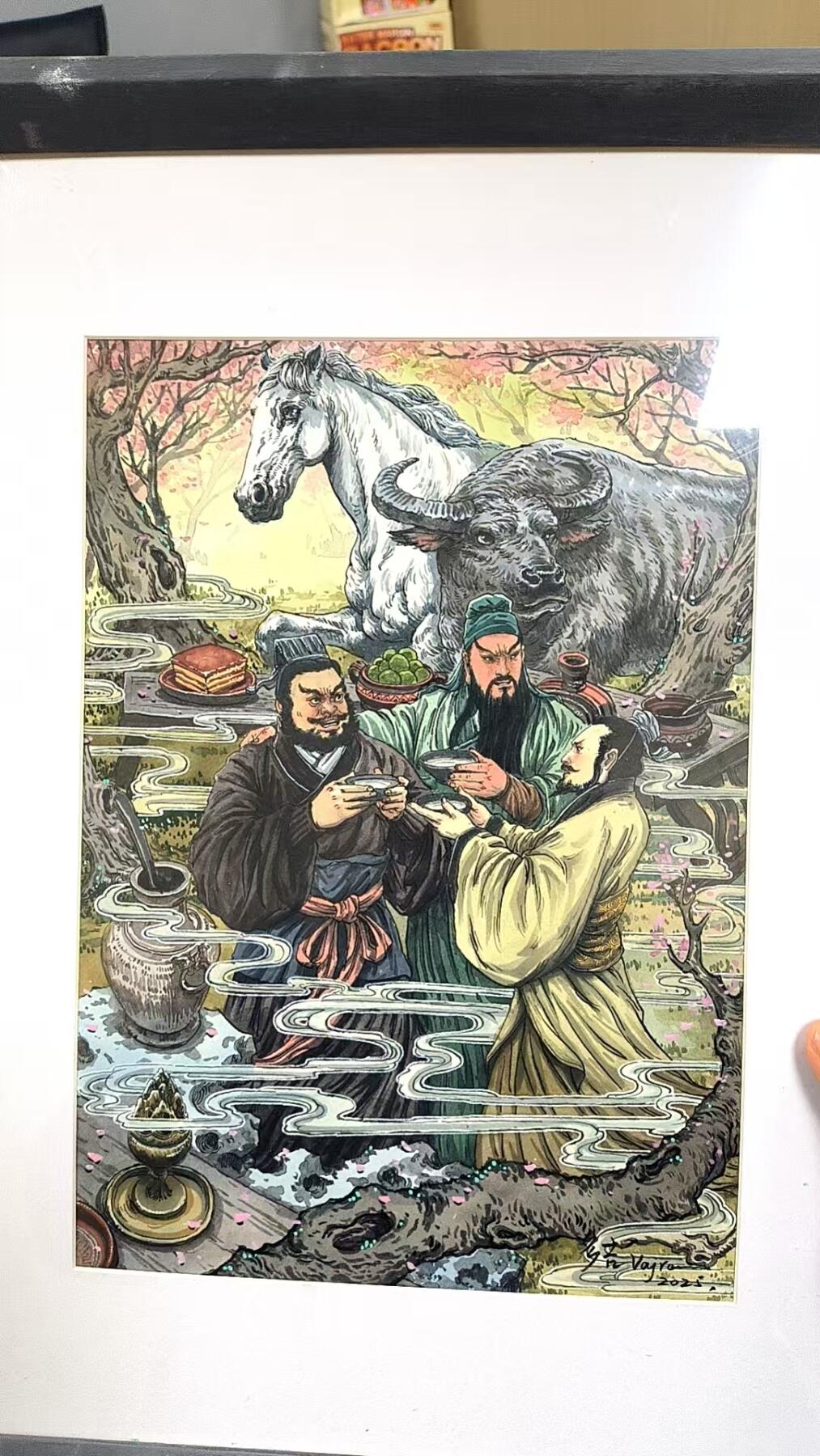 阳大大卡牌拍卖第97期（持续收拍品，周六晚上九点截拍，进群福利早知道） 【原画】多吉老师 三国桃园三结义 A4精作 错过拍大腿