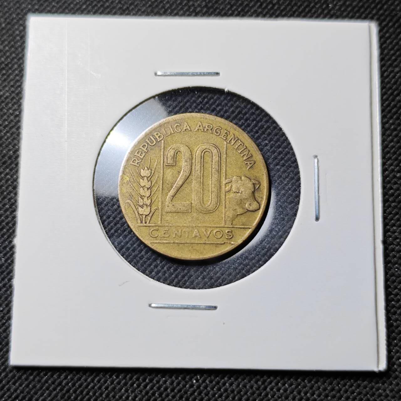 KK钱币收藏小铺  第390期  2月预留时间 周末发货  1949阿根廷20分铜币