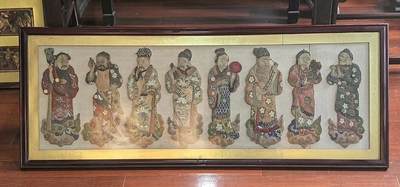 绝品清代八仙刺绣挂屏装饰品摆件