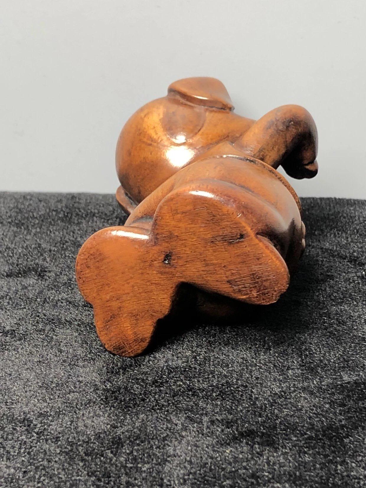 喵了个咪的第三期木器杂项小摆件拍卖 黄杨木招财猪