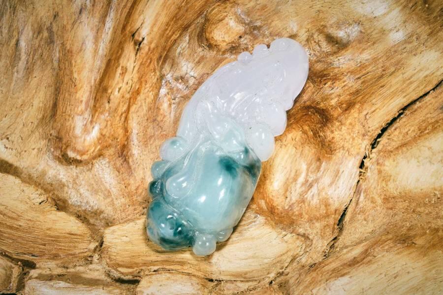 上海都达杂项专场十二（全场包邮】 天然冰飘花翡翠（A货）精雕《多子多福》挂件89-14