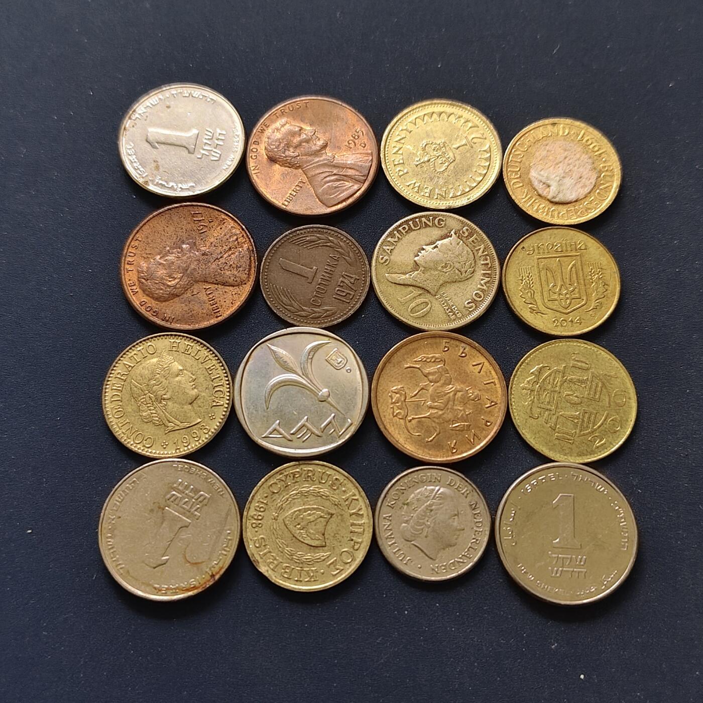 【全场包邮】纯粹捡漏拍498场-持续更新中 世界各国各年份散币L组-16枚一组-英国+瑞士+以色列+乌克兰等