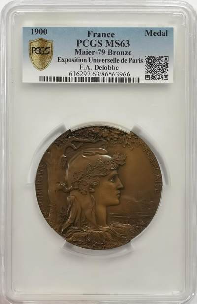 博洋堂世界钱币拍卖第159期（全场包邮） - PCGS MS63 法国1900年巴黎世博会纪念大铜章