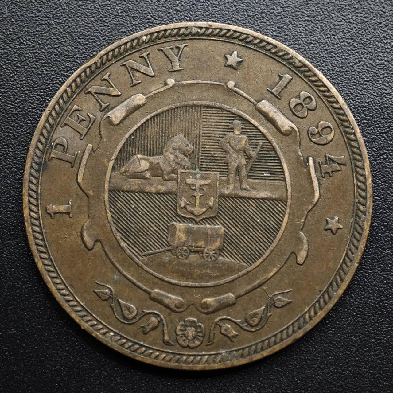 【淘币小摊】限时拍第八百五十七拍  老铜币场  满百包邮可预留两周  周一统一发货  南非德兰士瓦1894年一便士铜币