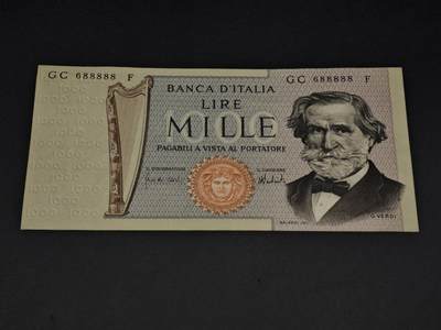 【淘币小摊】实时拍第八百五十六拍   无佣金福利纸币场   满百包邮可预留二周 每周一统一发货   - 意大利1000里拉纸币【有折】