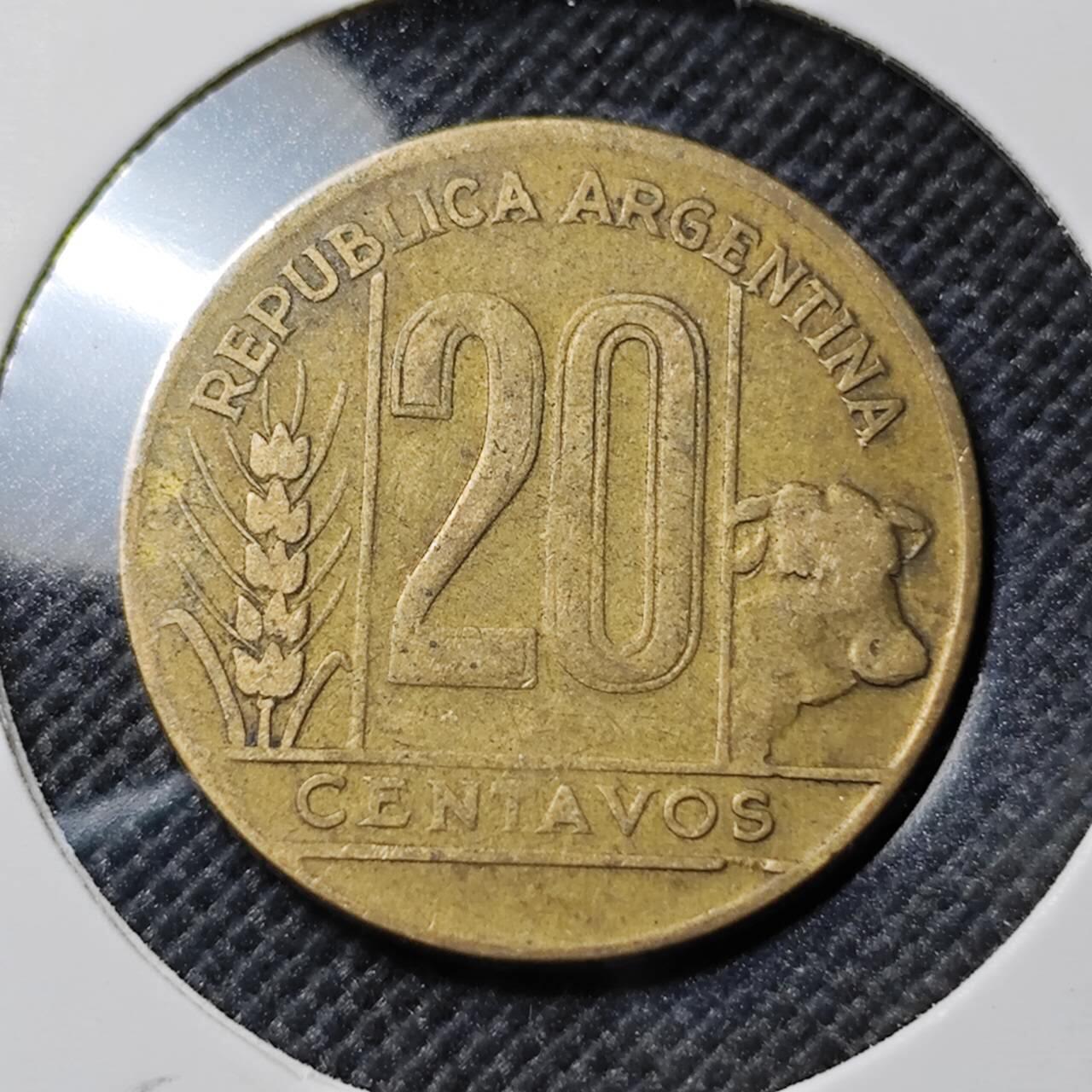 KK钱币收藏小铺  第390期  2月预留时间 周末发货  1949阿根廷20分铜币