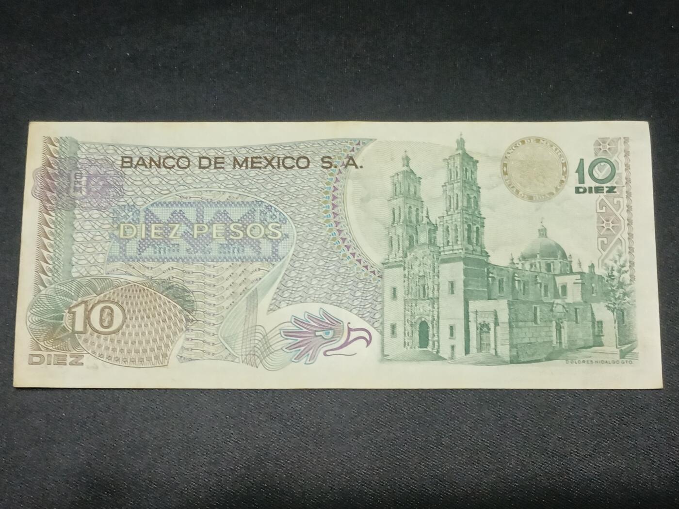 【游宝拍卖】乙巳蛇年第115期 蛇年收官场 墨西哥-10比索【1977年 近新AU- 泛黄】