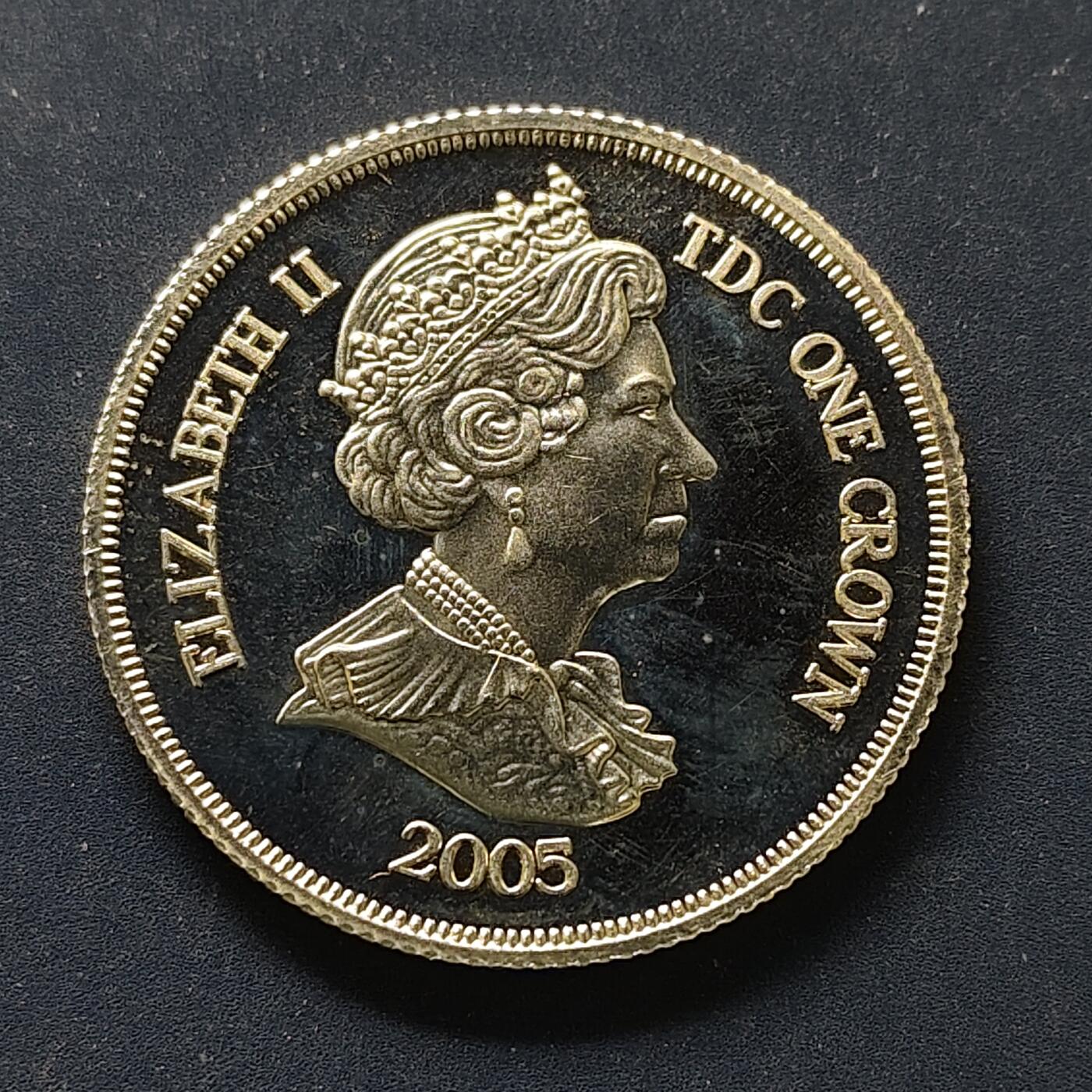 【全场包邮】纯粹捡漏拍498场-持续更新中 特里斯坦和达库尼亚2005年1克朗特拉法加尔海战200周年镀银精制纪念币