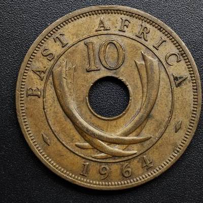 【淘币小摊】限时拍第八百五十七拍  老铜币场  满百包邮可预留两周  周一统一发货  - 英属东非1964年伊丽莎白二世10分铜币