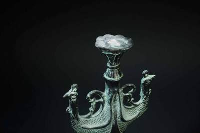 上海都达杂项专场90【全场包邮】  铜双凤烛台83-84