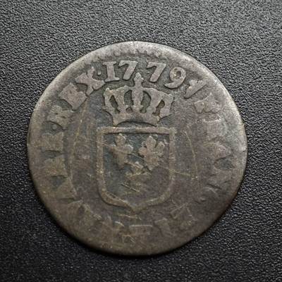 【淘币小摊】限时拍第八百五十七拍  老铜币场  满百包邮可预留两周  周一统一发货  - 法国1779年路易十六1/2LIARD铜币