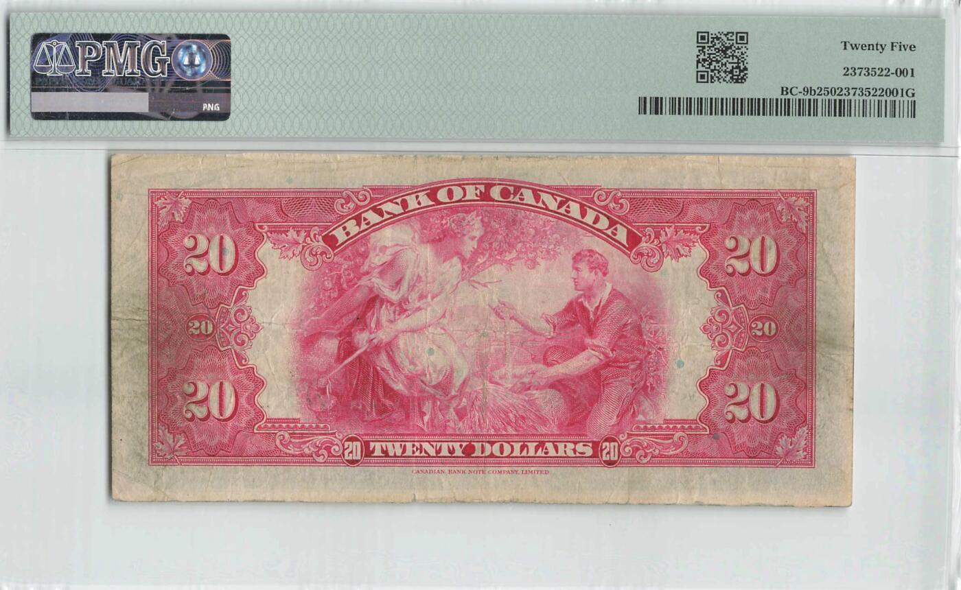 小福收藏拍卖第200期 【庆典场 中拍就有好礼相赠】评级币精选场 本期有捷克斯洛伐克20年100克朗慕夏作品大珍 69分倒置百位号布隆迪世界最大纸币  35年版加拿大经典 苏格兰格拉斯哥大学500年纪念钞倒置小号 卡塔尔80年100里亚尔冠军分 美国教育券 意大利拉斐尔 乌克兰 库克群岛 墨西哥 南斯拉夫 亚美尼亚等多国精美高分珍稀老钞精品纸币 加拿大 1935年 20元 伊丽莎白公主 Edwin Gunn根据皇家摄影师马库斯亚当斯拍摄照片所雕刻而成 经典 A冠 尾8 PMG25