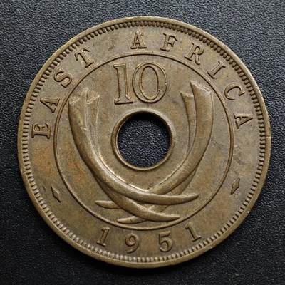 【淘币小摊】限时拍第八百五十七拍  老铜币场  满百包邮可预留两周  周一统一发货  - 英属东非1951年乔治六世10分铜币