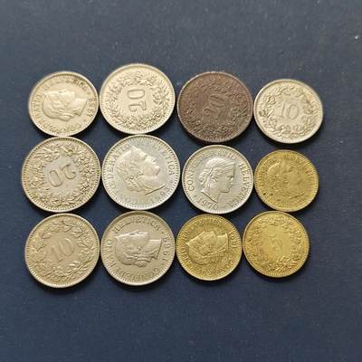 【全场包邮】纯粹捡漏拍498场-持续更新中 - 瑞士各年份散币12枚一组