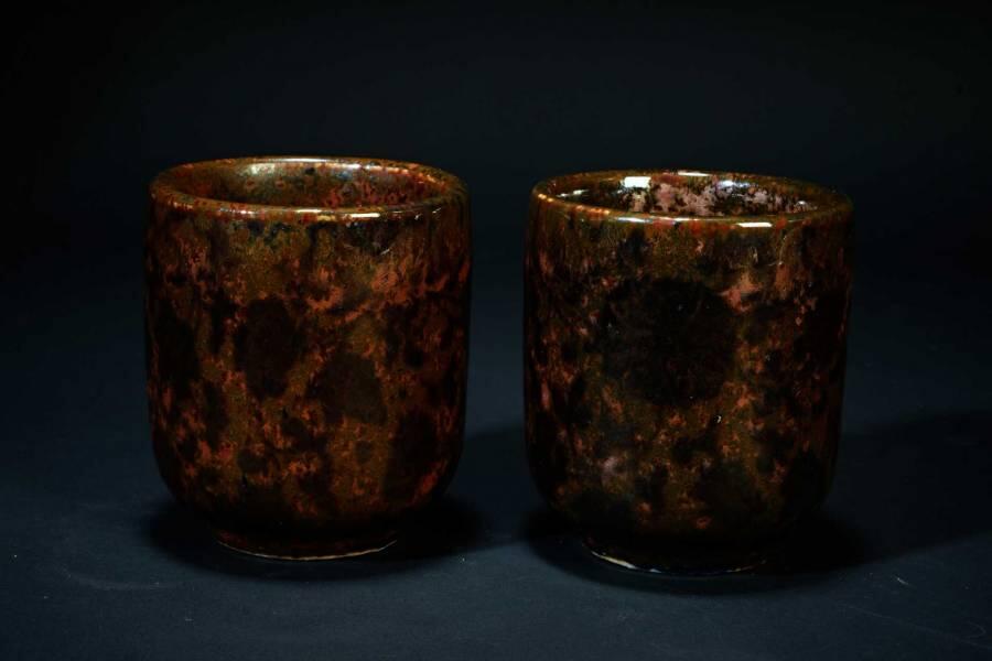 上海都达杂项专场十二（全场包邮】 陨石杯子一对89-4