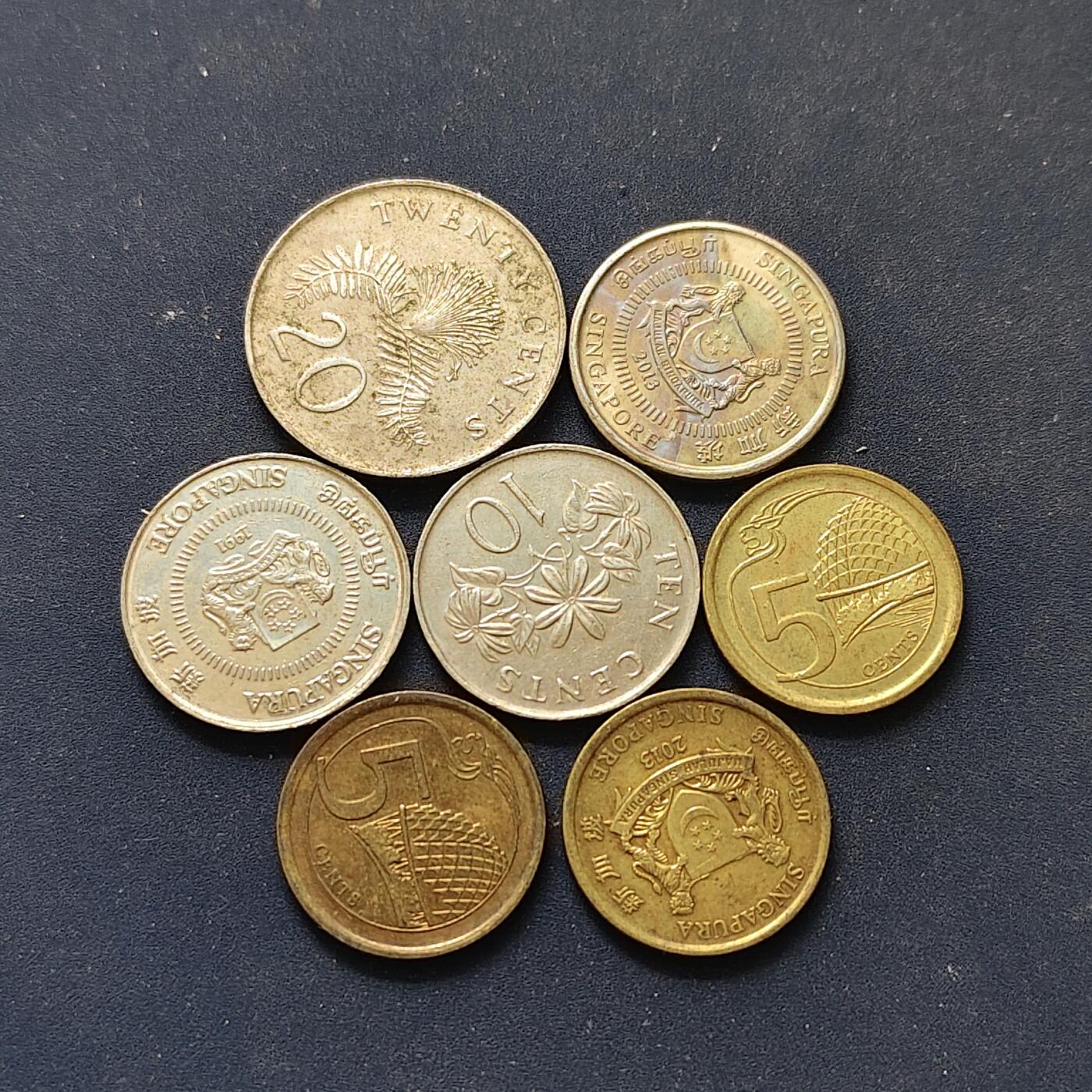 【全场包邮】纯粹捡漏拍498场-持续更新中 新加坡各年份散币7枚一组