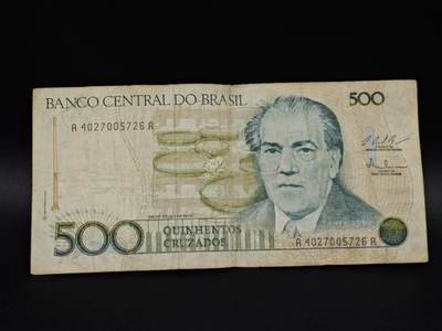 【淘币小摊】实时拍第八百五十六拍   无佣金福利纸币场   满百包邮可预留二周 每周一统一发货   - 巴西500克鲁塞罗纸币【有折】