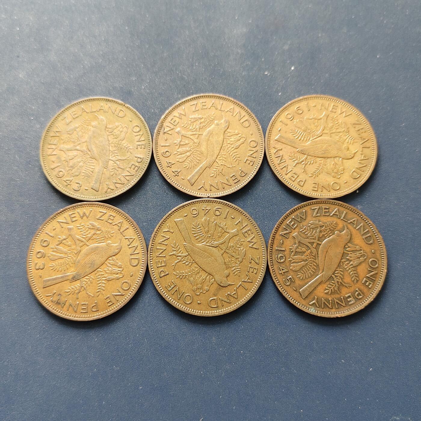 【全场包邮】纯粹捡漏拍498场-持续更新中 新西兰各年份1便士铜币6枚一组