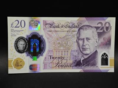 【淘币小摊】实时拍第八百五十六拍   无佣金福利纸币场   满百包邮可预留二周 每周一统一发货   - 英国查尔斯三世20镑塑料钞【全新】