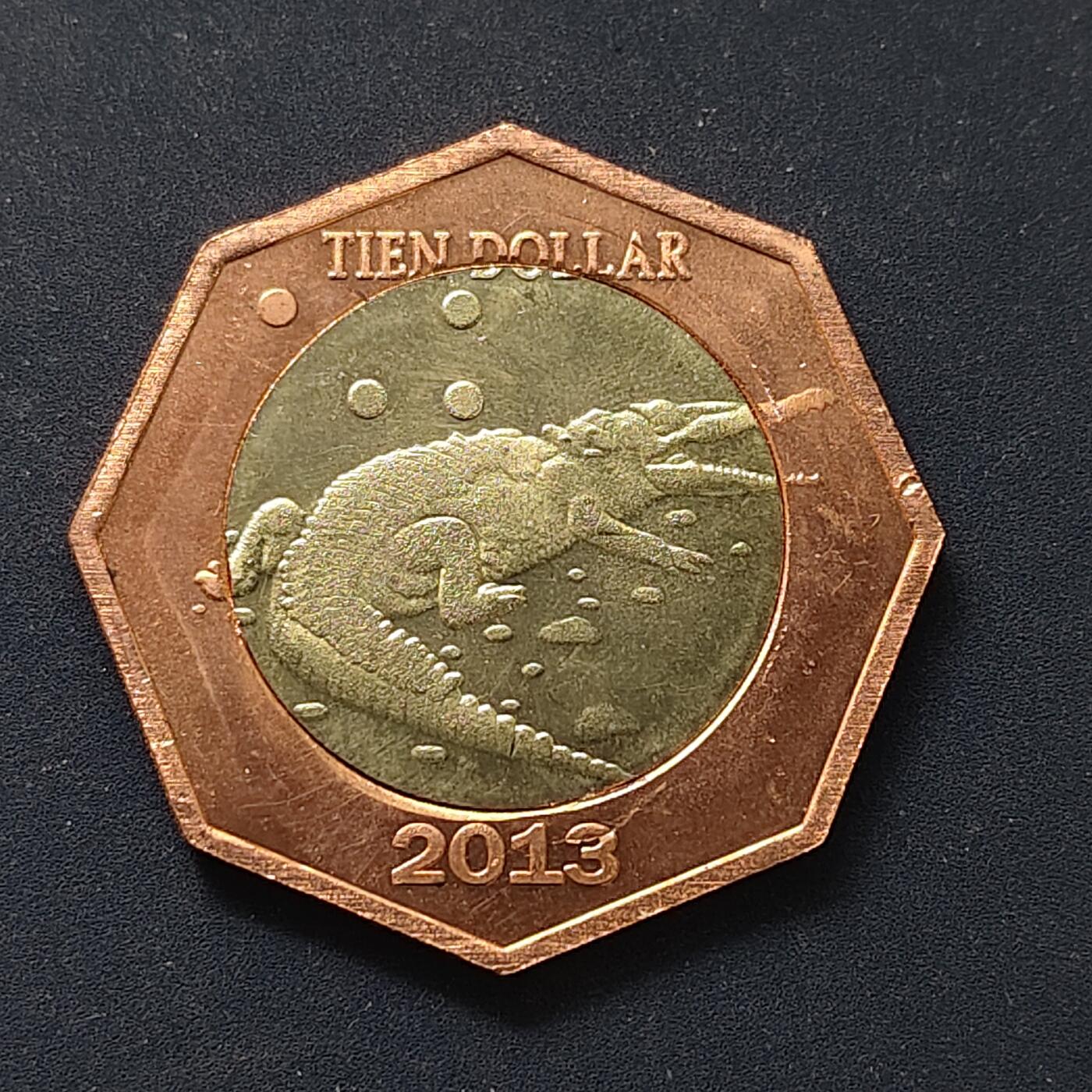 【全场包邮】纯粹捡漏拍498场-持续更新中 【商业币】荷属博耐尔2013年10元八边形双色币