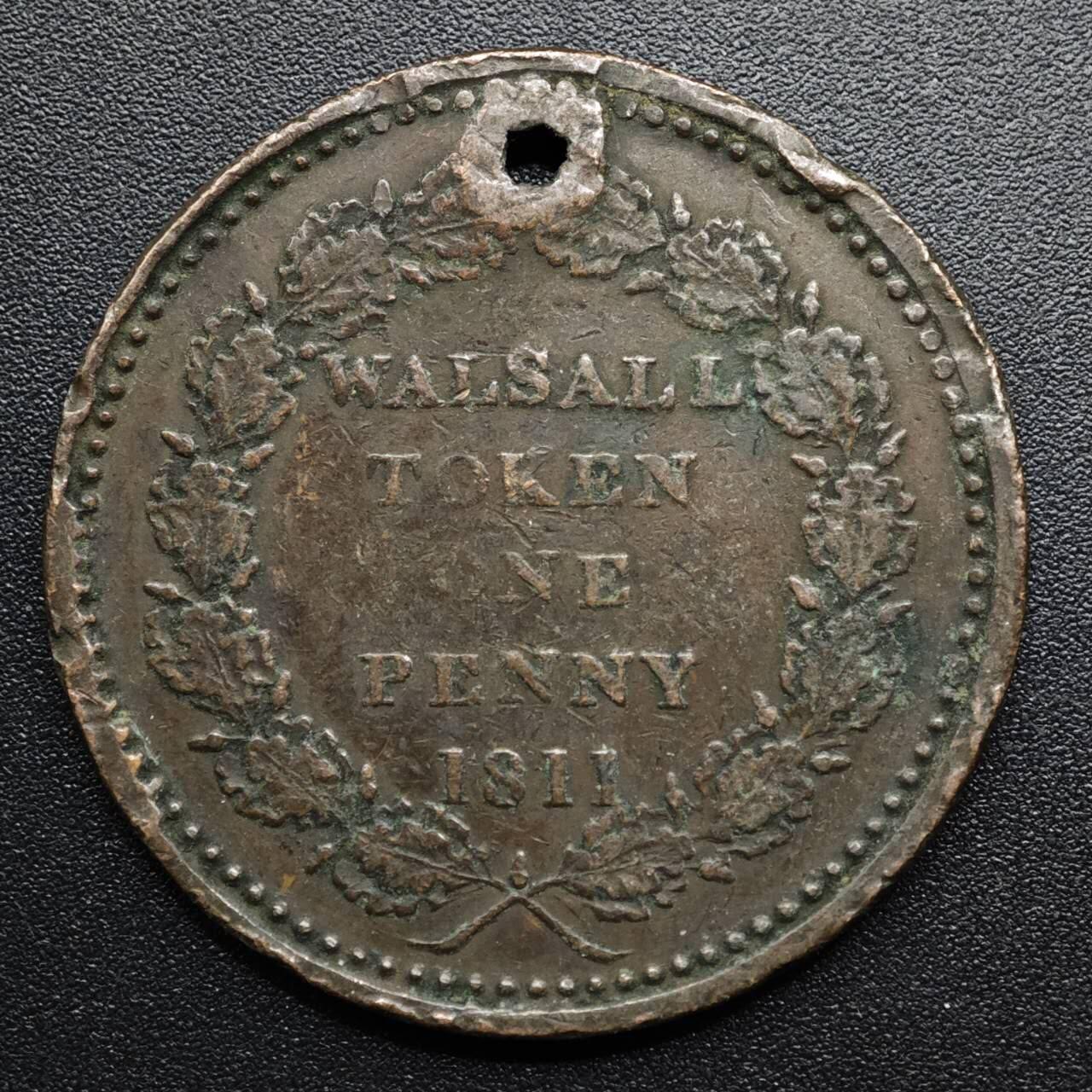 【淘币小摊】限时拍第八百五十七拍  老铜币场  满百包邮可预留两周  周一统一发货  英国1811年沃尔索尔一便士铜币代币