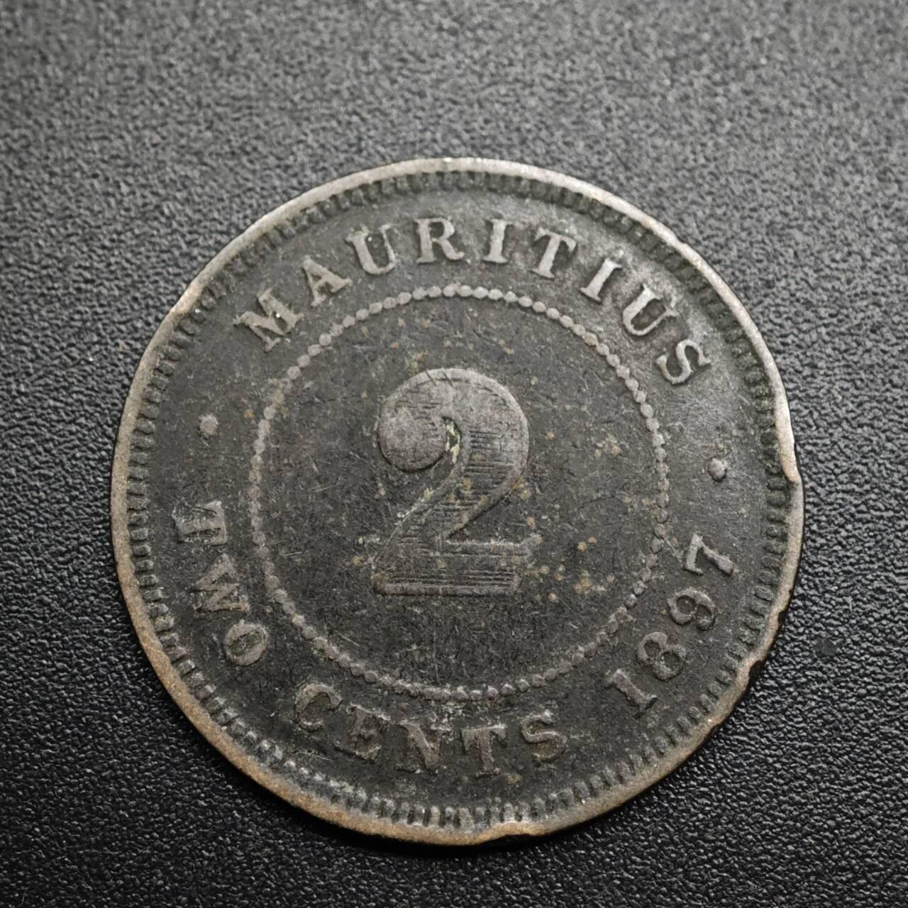 【淘币小摊】限时拍第八百五十七拍  老铜币场  满百包邮可预留两周  周一统一发货  毛里求斯1897年维多利亚2分铜币