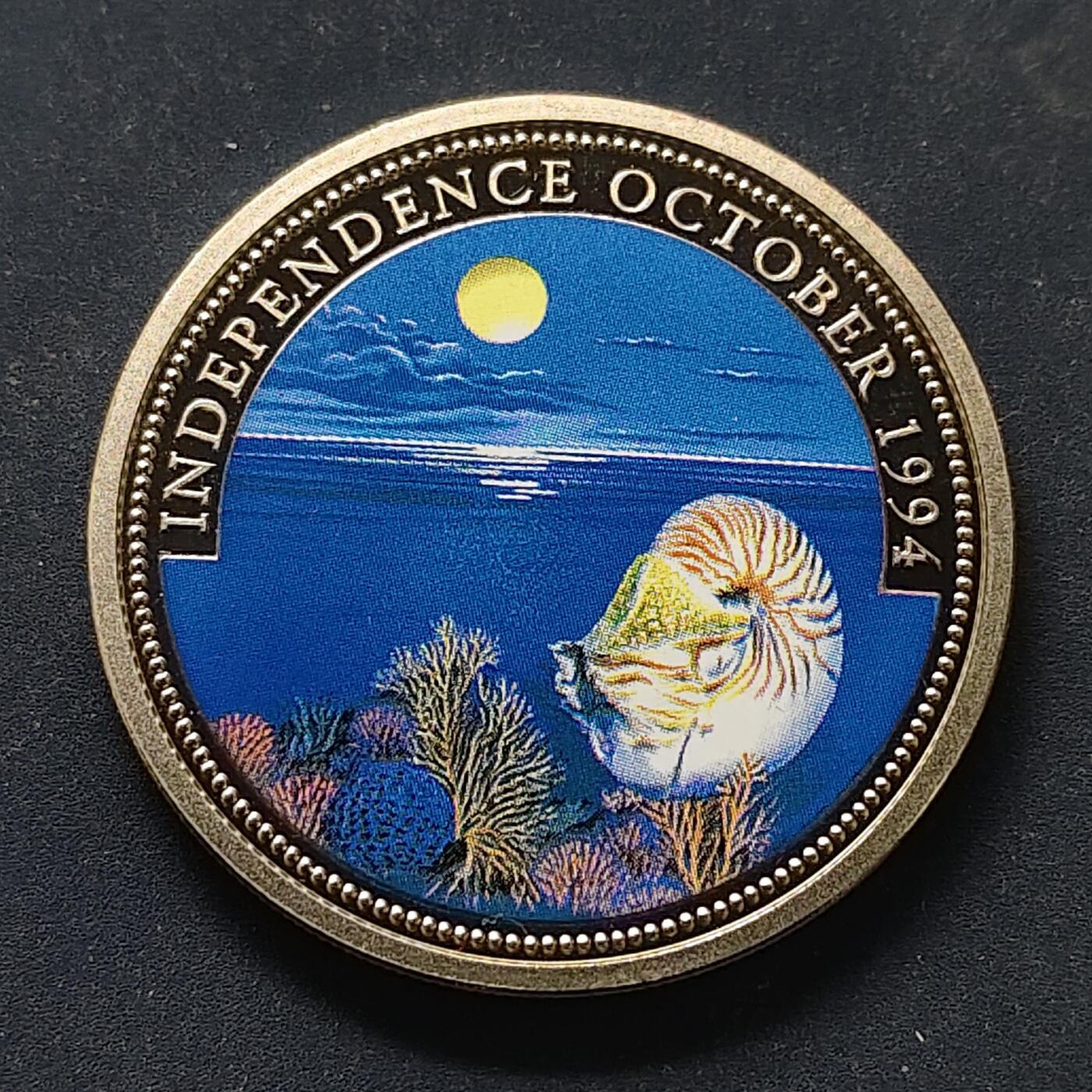 【全场包邮】纯粹捡漏拍498场-持续更新中 帕劳1994年1元独立日彩色PL克朗型纪念币