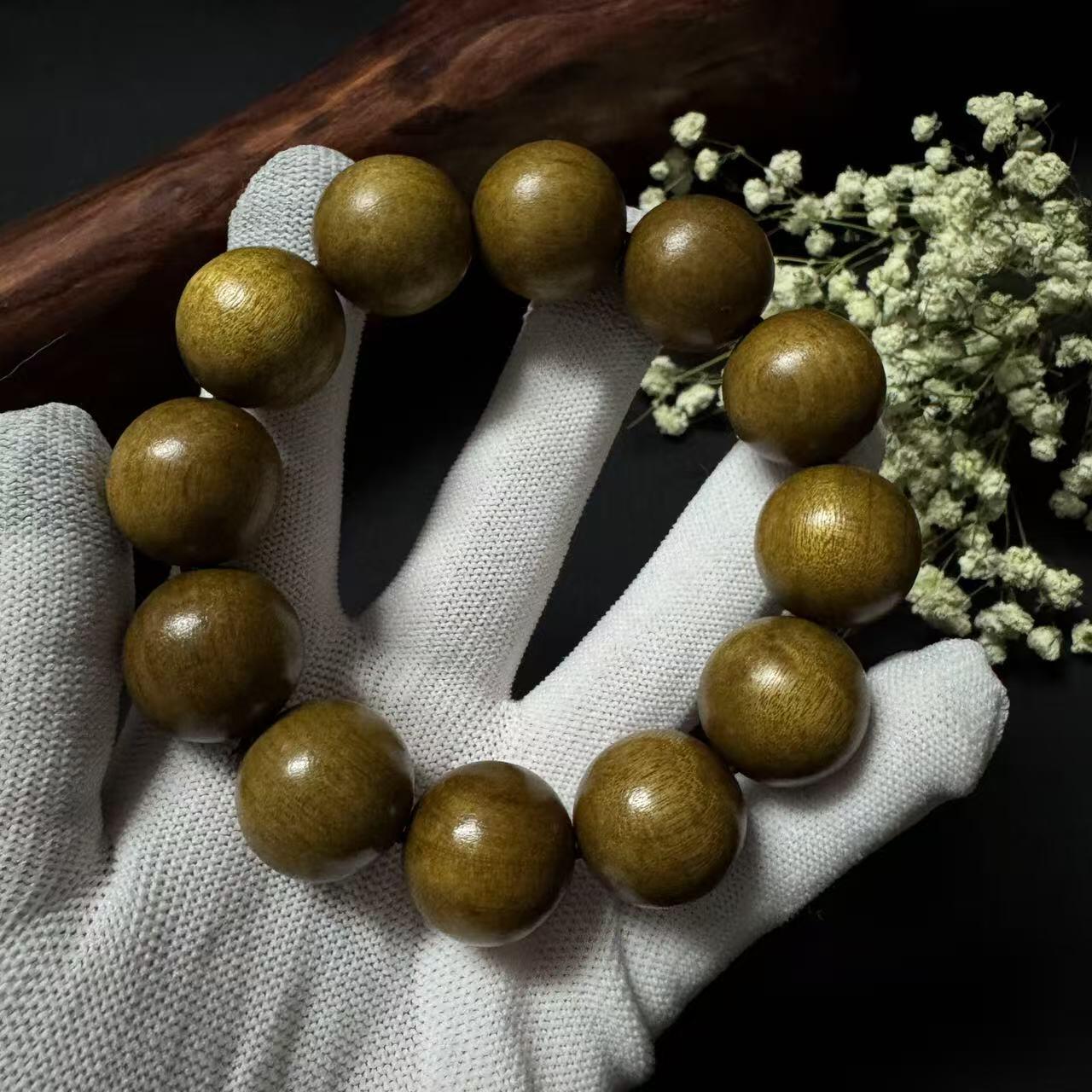 零元拍：金丝楠圆珠珠手串，20MM 金丝满满，满手留香