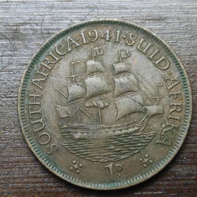 【铜匠收藏】★第143★散币专场 不寄存，30包邮。不满30元，支付5元运费。《接受代拍 代送NGC评级》 - 8【无寄存】英属南非 乔治六世 1941年 1便士 青铜币