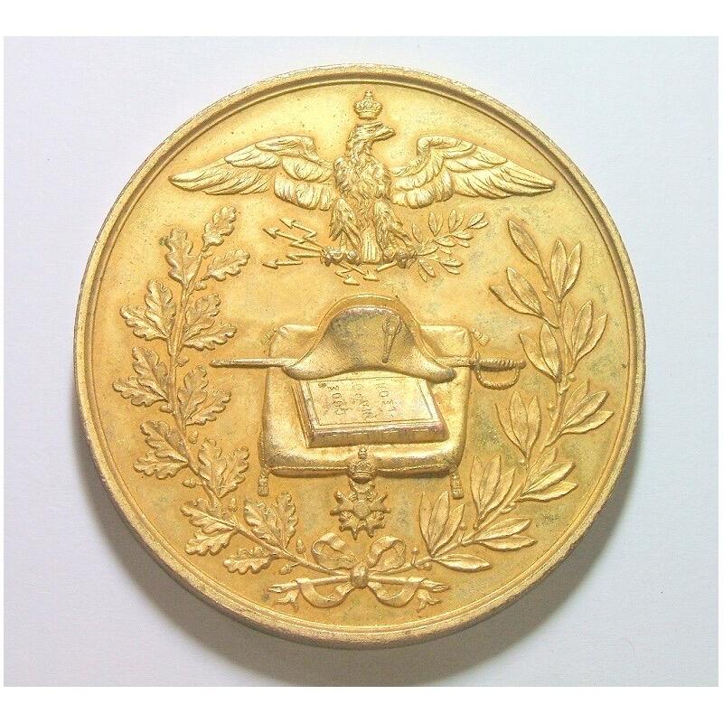 【艺术】法国艺术大章1869年 拿破仑诞辰百年金叶冠 高浮雕精制大镀金章 50MM