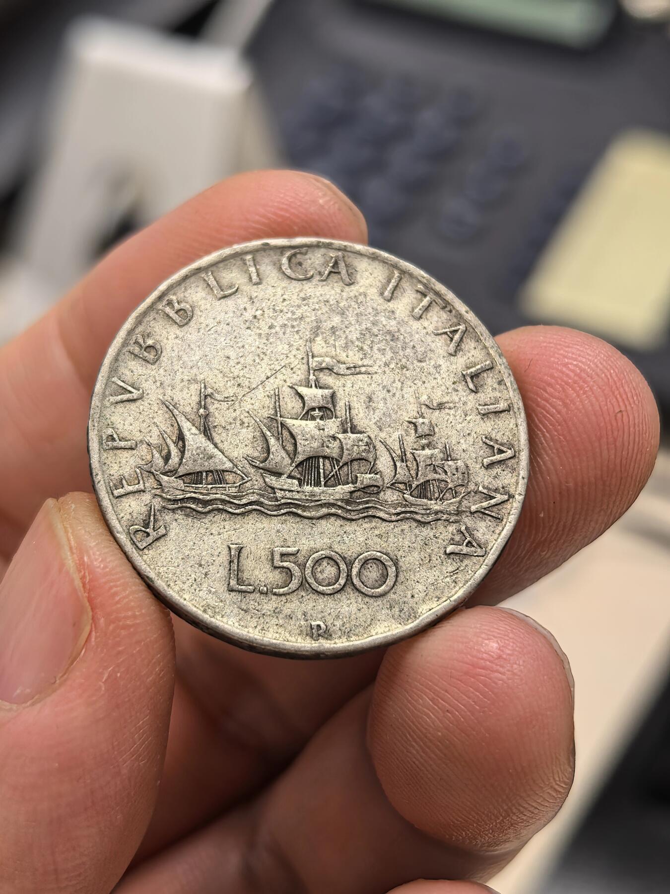 博洋堂世界钱币拍卖第159期（全场包邮） 意大利1959年500里拉银币 重量11克