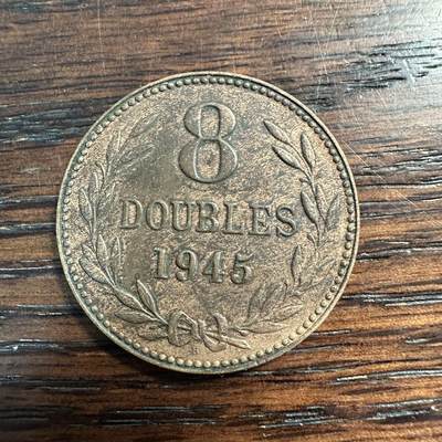 蒂克钱币-第58场 外国散币 奥运/博览会纪念章免佣限时拍 - 1945年根西岛（Guernsey）8道布勒斯（Doubles）流通铜币