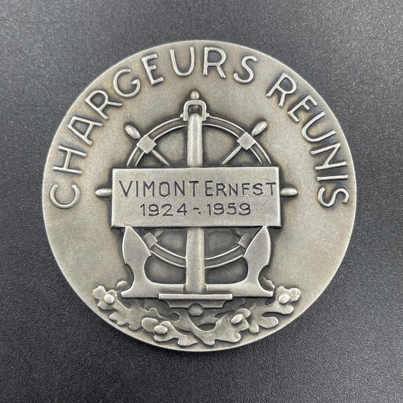 「木头集藏」章牌专场-第67场 E. Fraisse～1959年法国联合货船公司银章 ，直径：50mm，59 g，边铭：丰饶角  1ARGENT，少见品种。