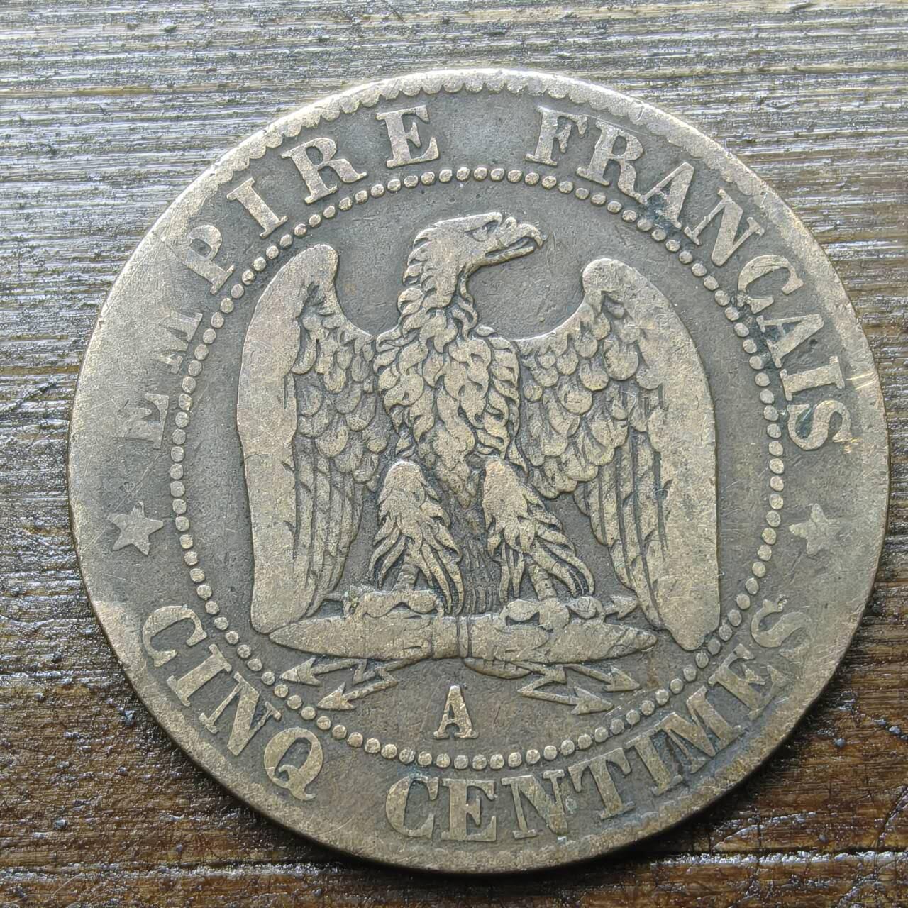 【铜匠收藏】★第142★散币专场 不寄存，30包邮。不满30元，支付5元运费。《接受代拍 代送NGC评级》 65【无寄存】法国 1855年 A版 拿破仑三世 2分 青铜币