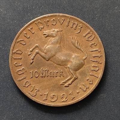 【全场包邮】纯粹捡漏拍498场-持续更新中 - 德国紧急状态威斯特法伦1921年10马克冯·施泰因男爵大马币
