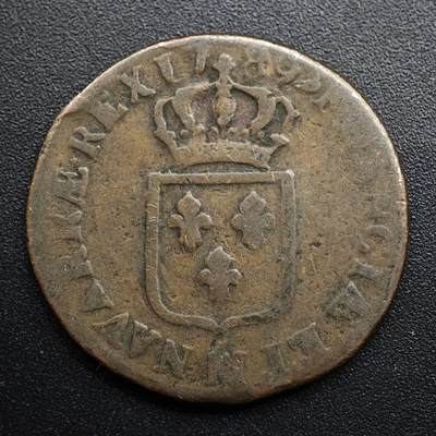 【淘币小摊】限时拍第八百五十七拍  老铜币场  满百包邮可预留两周  周一统一发货  - 法国1789年路易十六1LIARD铜币