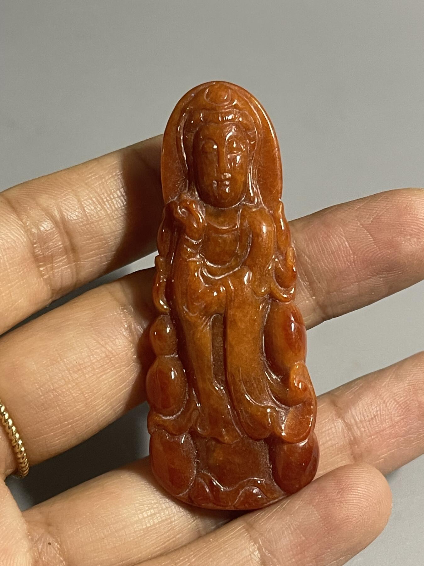 喵了个咪的第二期玉器杂项拍卖 天然红翡观音