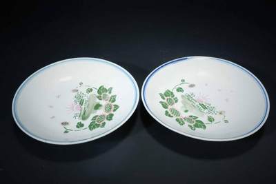 上海都达杂项专场十二（全场包邮】 - 粉彩东方红碟 2件83-54