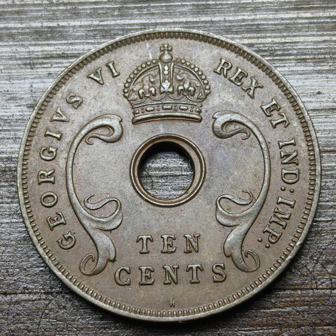 【铜匠收藏】★第142★散币专场 不寄存，30包邮。不满30元，支付5元运费。《接受代拍 代送NGC评级》 50【无寄存】英属东非 1937年 10分 乔治六世 铜币