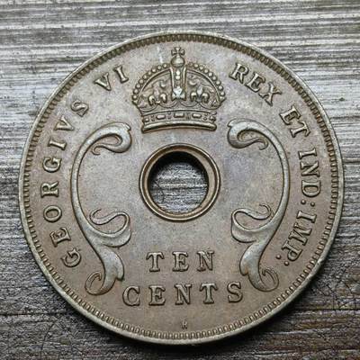 【铜匠收藏】★第142★散币专场 不寄存，30包邮。不满30元，支付5元运费。《接受代拍 代送NGC评级》 - 50【无寄存】英属东非 1937年 10分 乔治六世 铜币