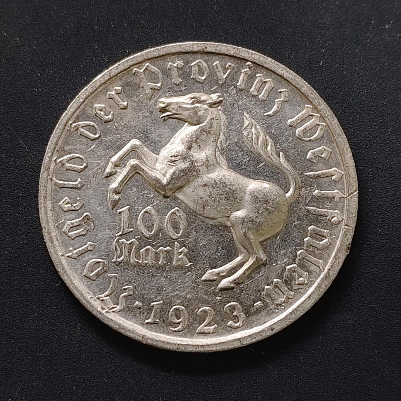 【全场包邮】纯粹捡漏拍498场-持续更新中 德国紧急状态威斯特法伦1923年100马克女诗人安内特·冯·德罗斯特-徽尔斯霍夫大马币