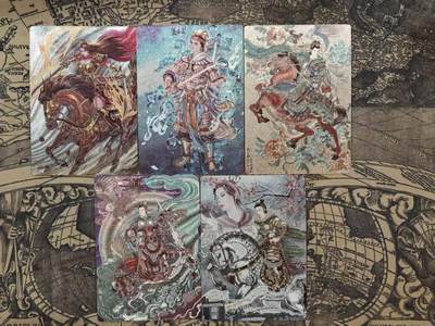 春节前倒数第二场！！龙虎卡牌-七四场（满200元包邮，无佣金，每周六结拍，欢迎送拍） - 全粗5张 星宿文创 三娘 一套