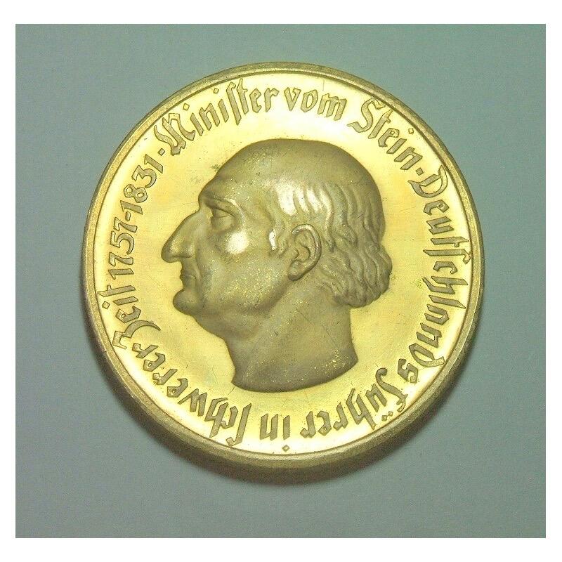 德国1923年威斯特法伦1万马克镀金大马币 精制原光