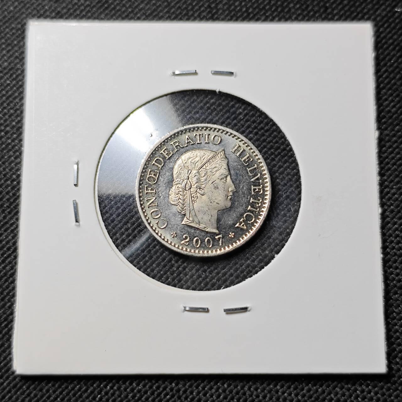 KK钱币收藏小铺  第390期  2月预留时间 周末发货  2007瑞士10分 好品