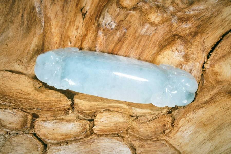 上海都达杂项专场十二（全场包邮】 天然冰糯种翡翠（A货）精雕《福气成双》挂件89-15